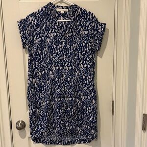 Navy and White Patterned Mini Dress